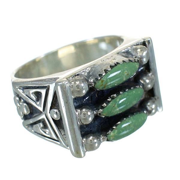 Turquoise Needlepoint Sterling Silver Water Wave Ring Size 6 FX90507